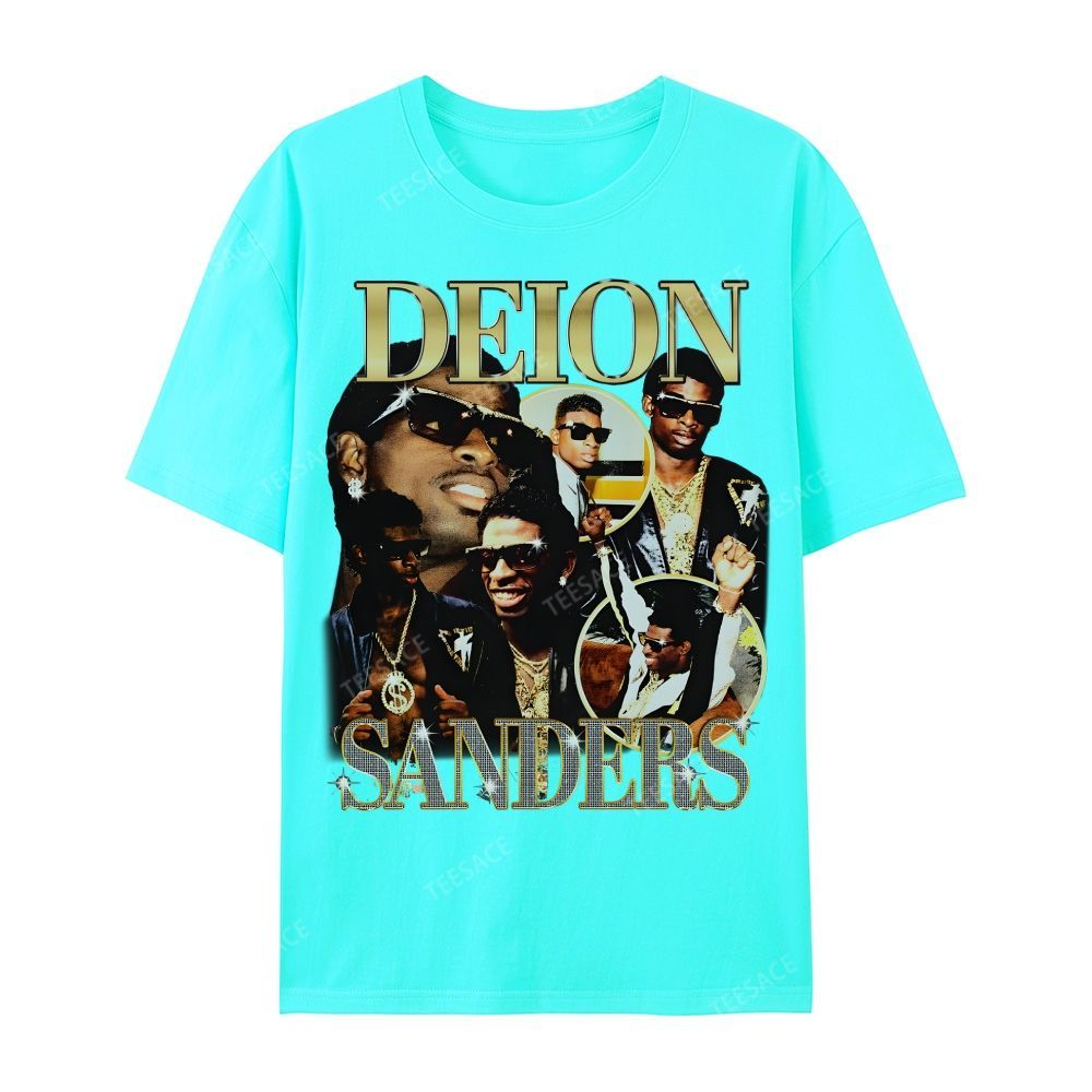 DEION SANDERS Tee Casual Short Sleeve Cotton T-Shirt 