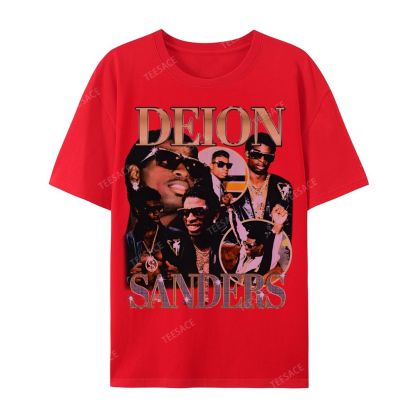 DEION SANDERS Tee Casual Short Sleeve Cotton T-Shirt 
