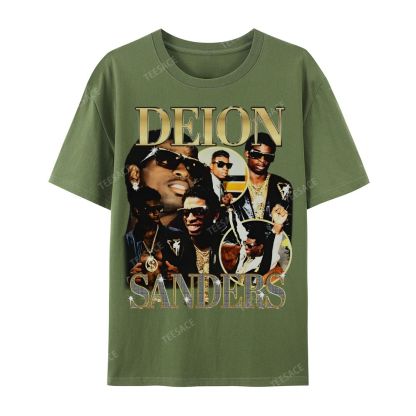 DEION SANDERS Tee Casual Short Sleeve Cotton T-Shirt 