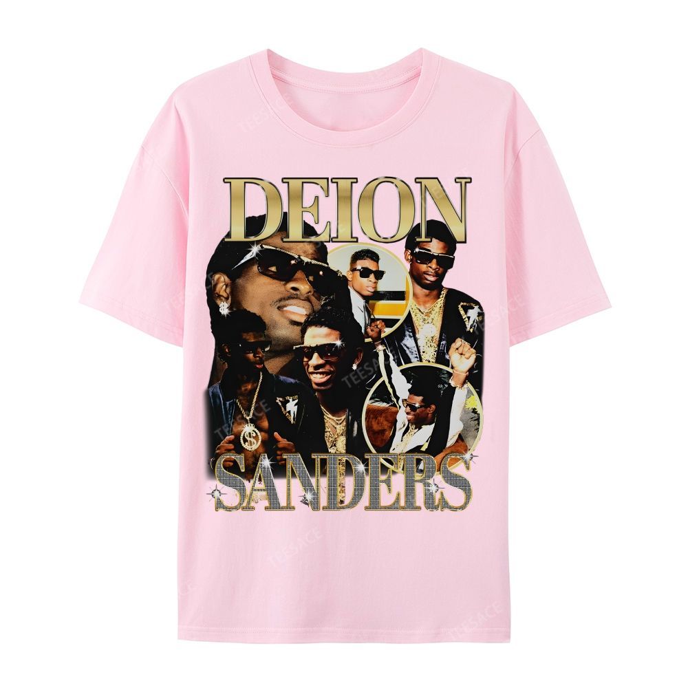 DEION SANDERS Tee Casual Short Sleeve Cotton T-Shirt 