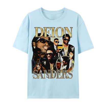 DEION SANDERS Tee Casual Short Sleeve Cotton T-Shirt 