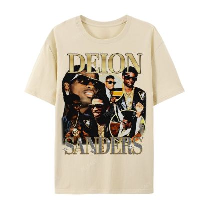 DEION SANDERS Tee Casual Short Sleeve Cotton T-Shirt 