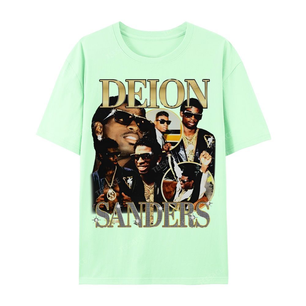 DEION SANDERS Tee Casual Short Sleeve Cotton T-Shirt 