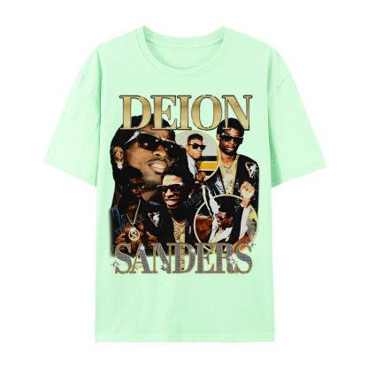 DEION SANDERS Tee Casual Short Sleeve Cotton T-Shirt 