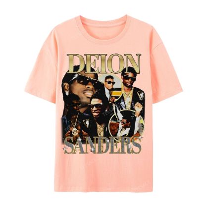 DEION SANDERS Tee Casual Short Sleeve Cotton T-Shirt 