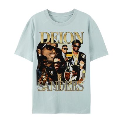 DEION SANDERS Tee Casual Short Sleeve Cotton T-Shirt 