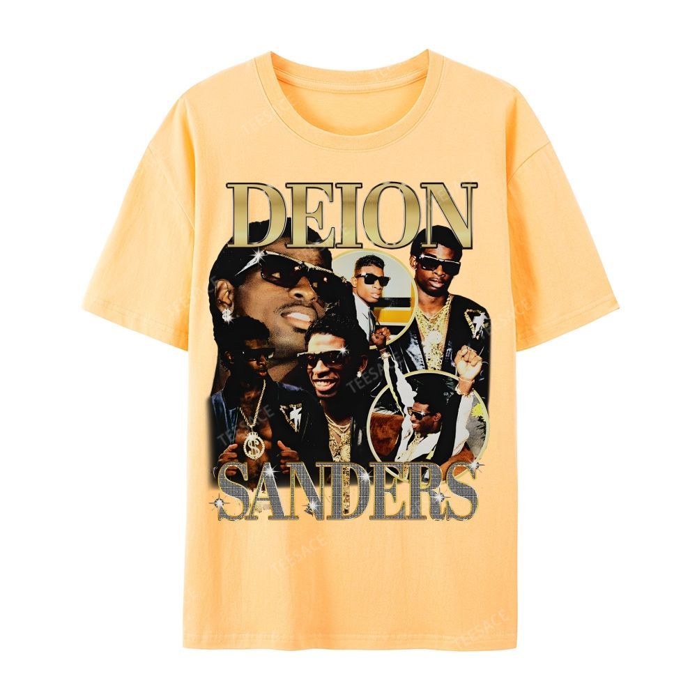 DEION SANDERS Tee Casual Short Sleeve Cotton T-Shirt 