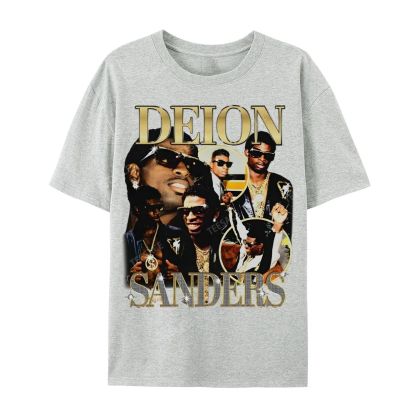 DEION SANDERS Tee Casual Short Sleeve Cotton T-Shirt 