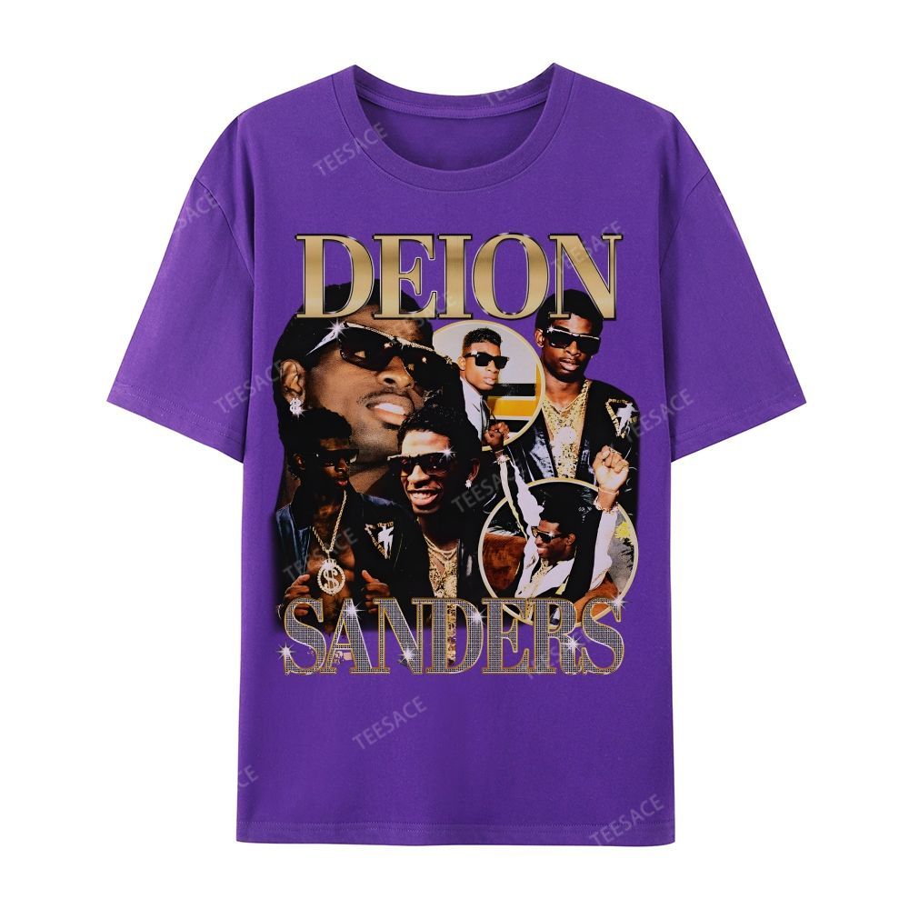 DEION SANDERS Tee Casual Short Sleeve Cotton T-Shirt 