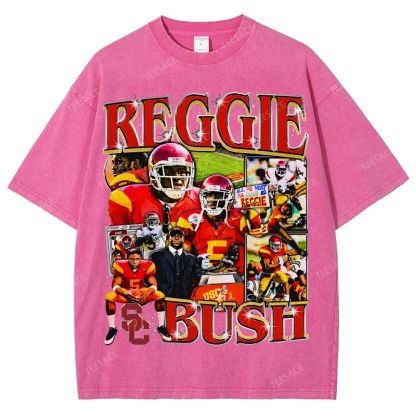 REGGIE BUSH USC Tee Vintage Style Unisex-Adult Oversized Washed Street T-shirt 