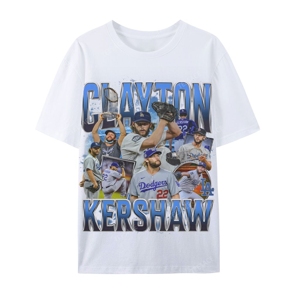 CLAYTON KERSHAW Casual Cotton Short Sleeve Dodgers Tee