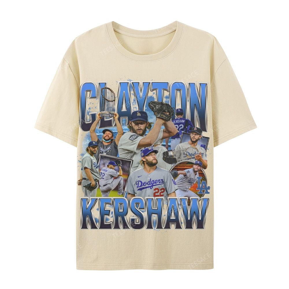 CLAYTON KERSHAW Casual Cotton Short Sleeve Dodgers Tee