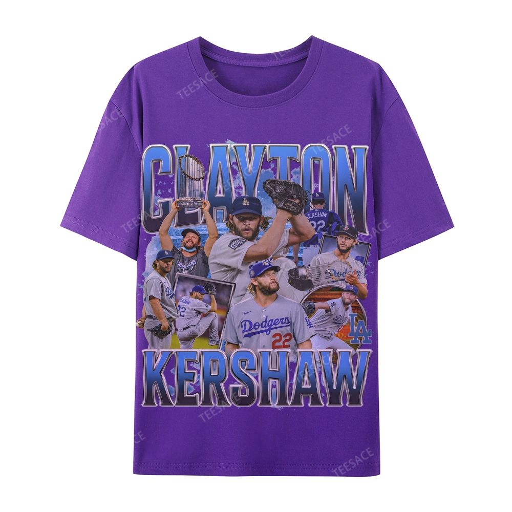 CLAYTON KERSHAW Casual Cotton Short Sleeve Dodgers Tee