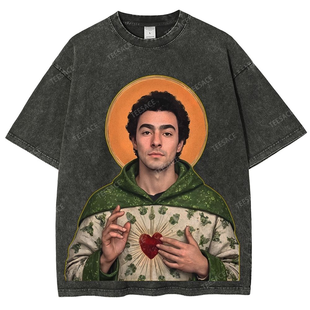 Vintage Style Unisex-Adult Oversized Washed Cotton T-Shirt Graphic TEE