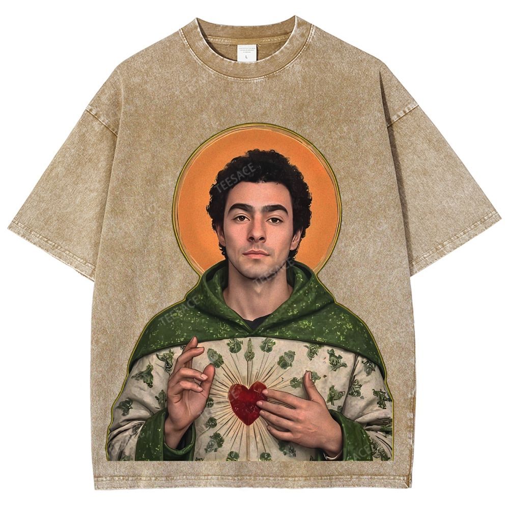 Vintage Style Unisex-Adult Oversized Washed Cotton T-Shirt Graphic TEE