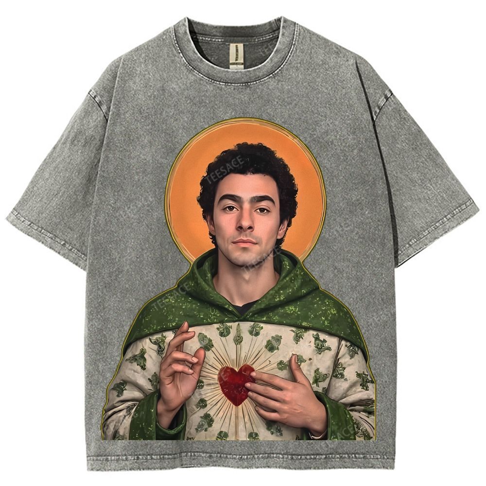 Vintage Style Unisex-Adult Oversized Washed Cotton T-Shirt Graphic TEE
