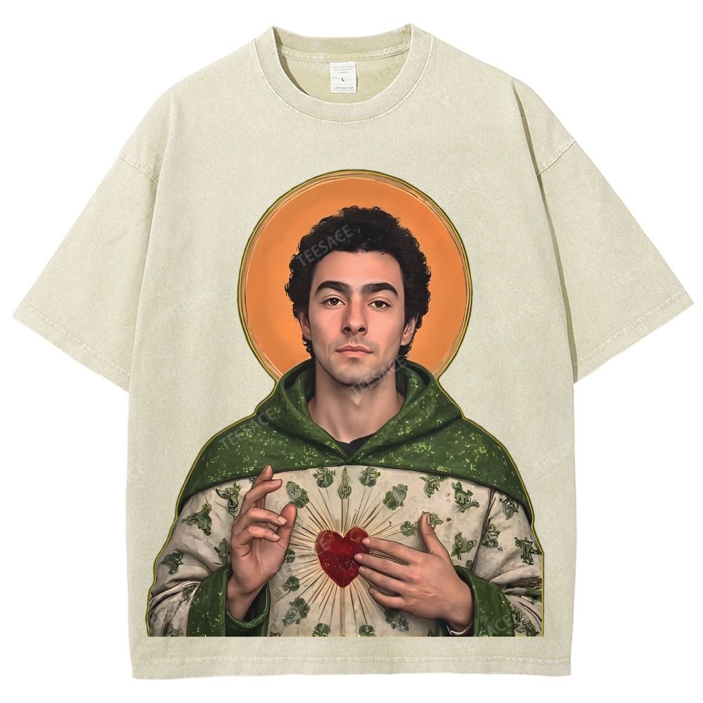 Vintage Style Unisex-Adult Oversized Washed Cotton T-Shirt Graphic TEE