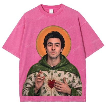 Vintage Style Unisex-Adult Oversized Washed Cotton T-Shirt Graphic TEE