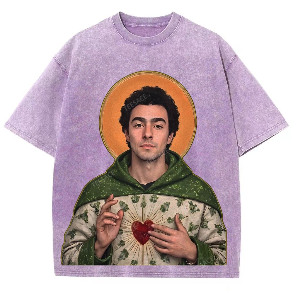 Vintage Style Unisex-Adult Oversized Washed Cotton T-Shirt Graphic TEE