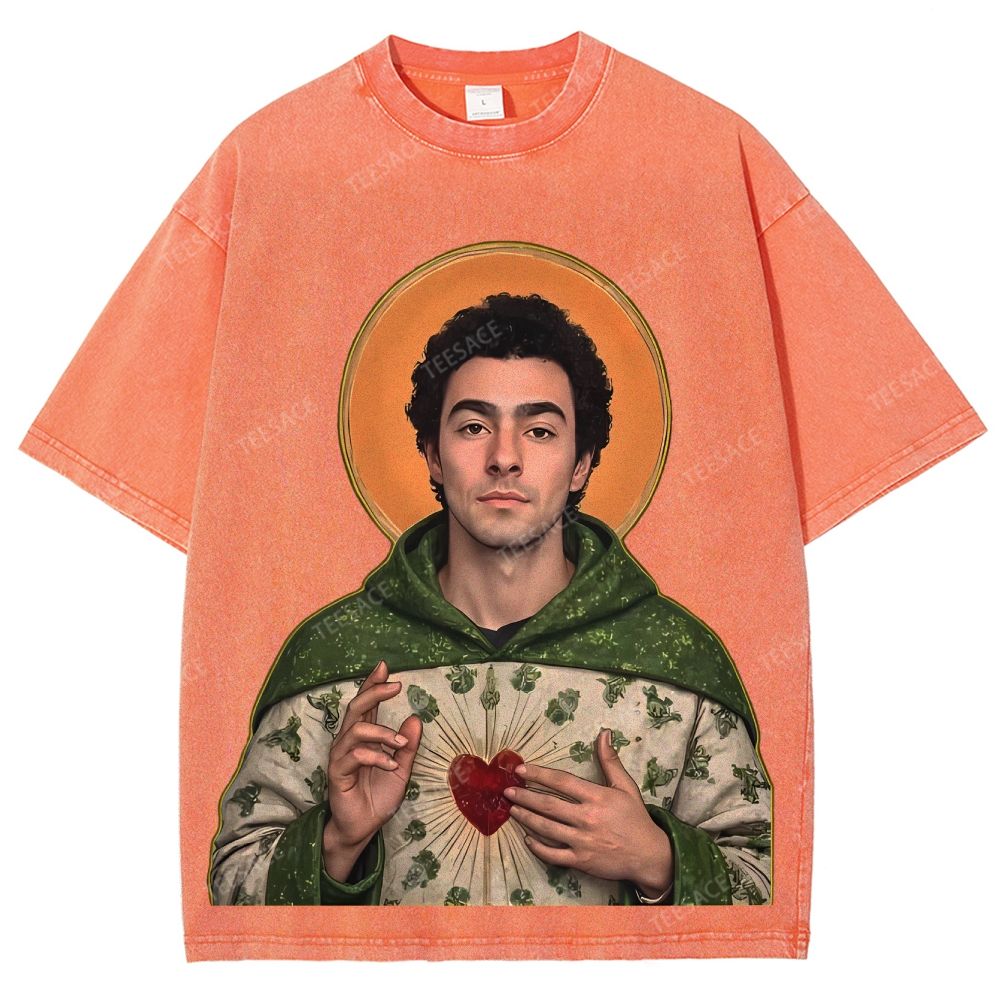 Vintage Style Unisex-Adult Oversized Washed Cotton T-Shirt Graphic TEE
