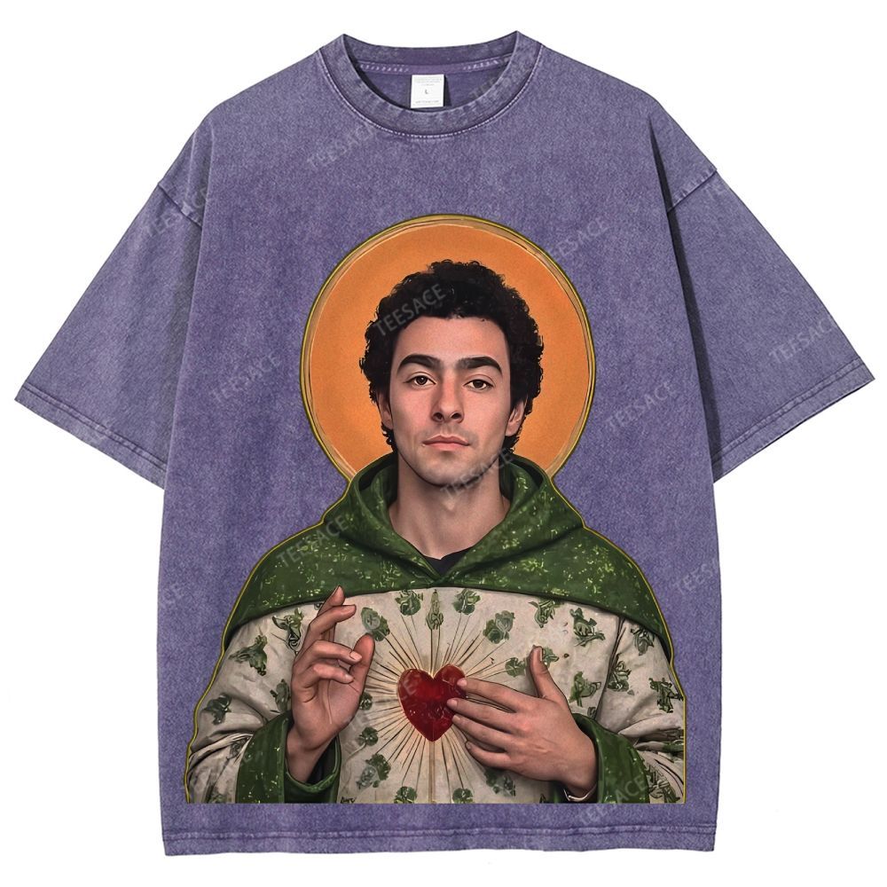 Vintage Style Unisex-Adult Oversized Washed Cotton T-Shirt Graphic TEE