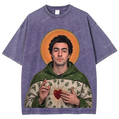 Vintage Style Unisex-Adult Oversized Washed Cotton T-Shirt Graphic TEE