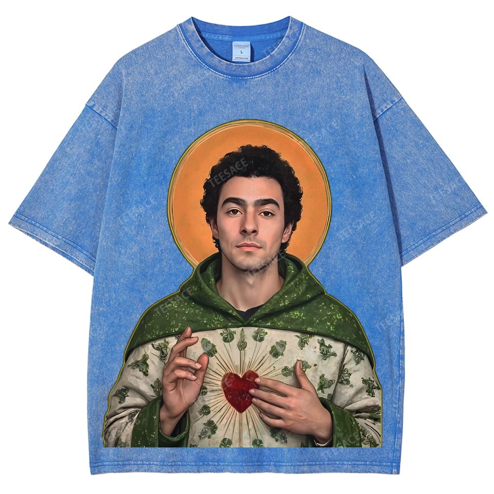 Vintage Style Unisex-Adult Oversized Washed Cotton T-Shirt Graphic TEE