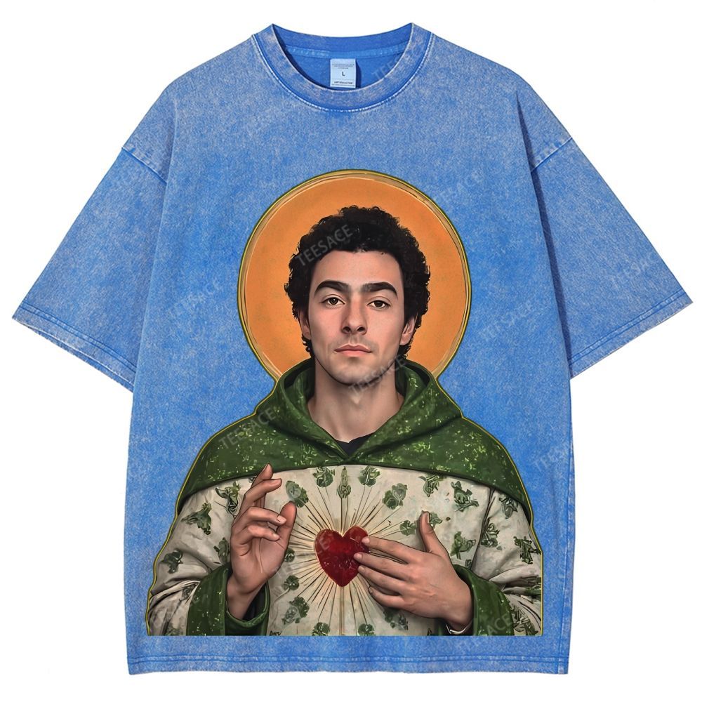 Vintage Style Unisex-Adult Oversized Washed Cotton T-Shirt Graphic TEE