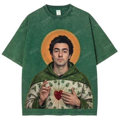 Vintage Style Unisex-Adult Oversized Washed Cotton T-Shirt Graphic TEE