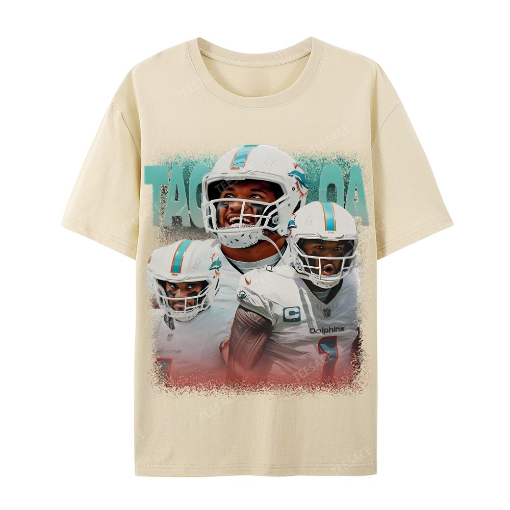 Vintage Style Unisex-Adult Cotton T-Shirt Graphic Miami Dolphins TEE