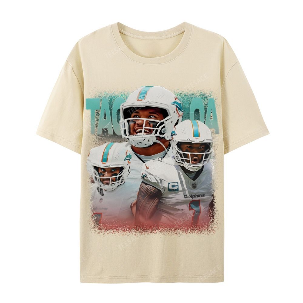 Vintage Style Unisex-Adult Cotton T-Shirt Graphic Miami Dolphins TEE