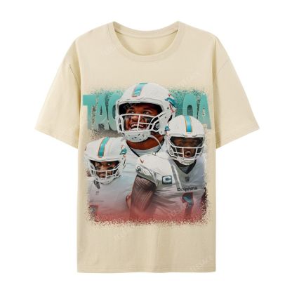 Vintage Style Unisex-Adult Cotton T-Shirt Graphic Miami Dolphins TEE