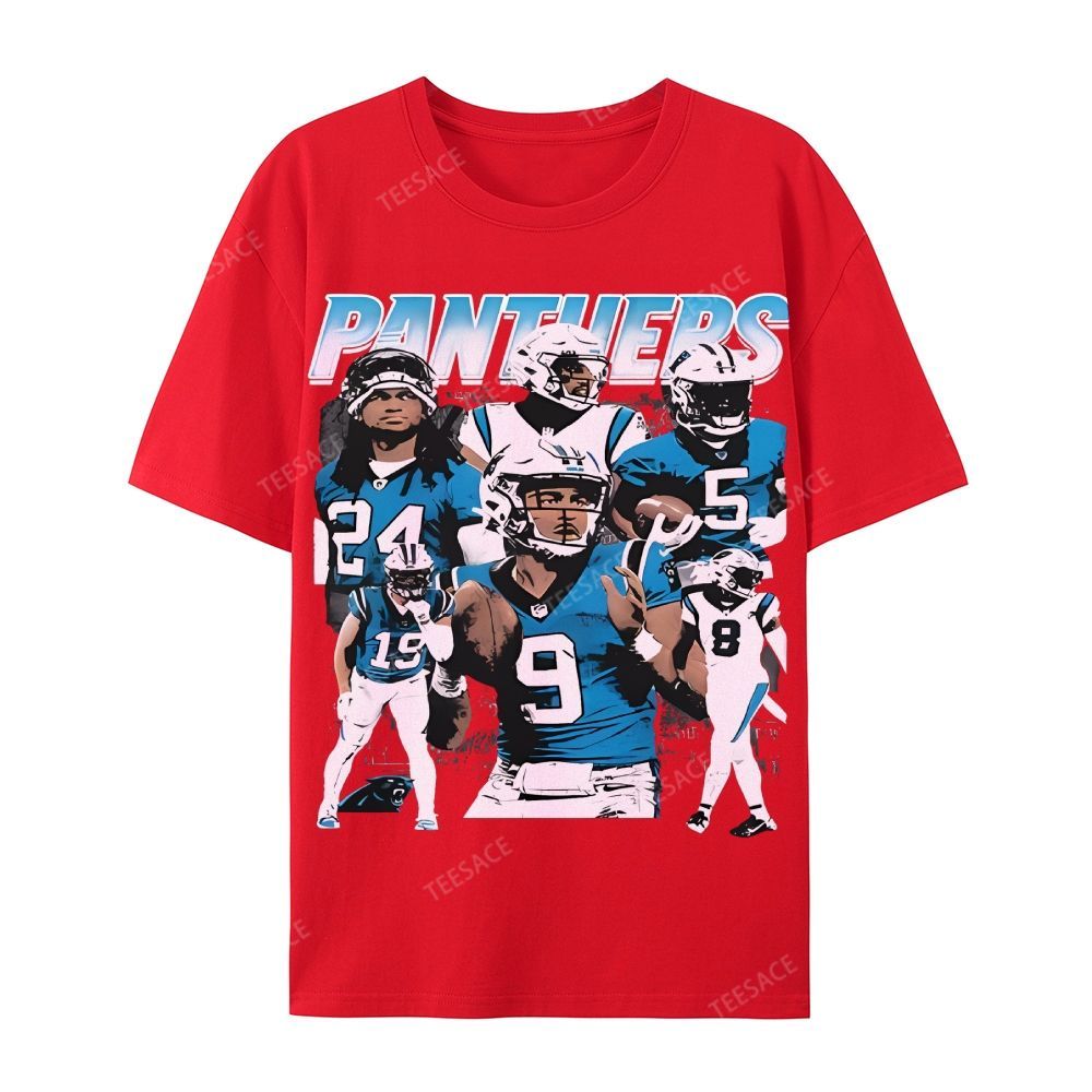 Vintage Style Casual Short Sleeve T-Shirt PANTHERS