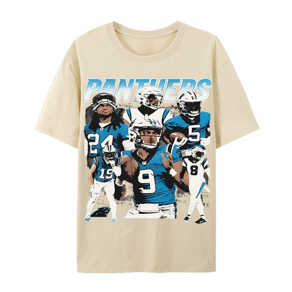 Vintage Style Casual Short Sleeve T-Shirt PANTHERS