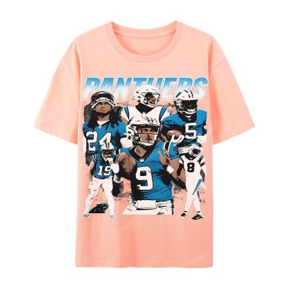 Vintage Style Casual Short Sleeve T-Shirt PANTHERS