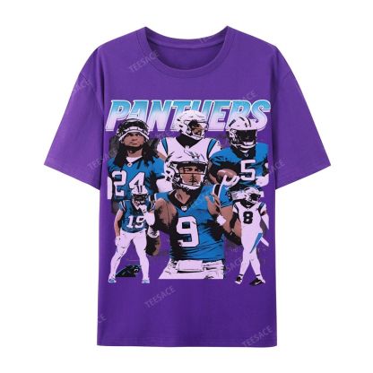 Vintage Style Casual Short Sleeve T-Shirt PANTHERS
