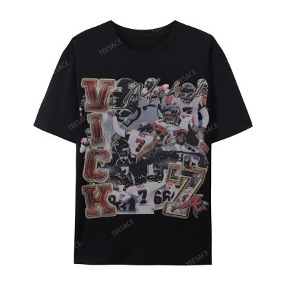 Casual Short Sleeve T-Shirt Mike Vick Falcons Tee