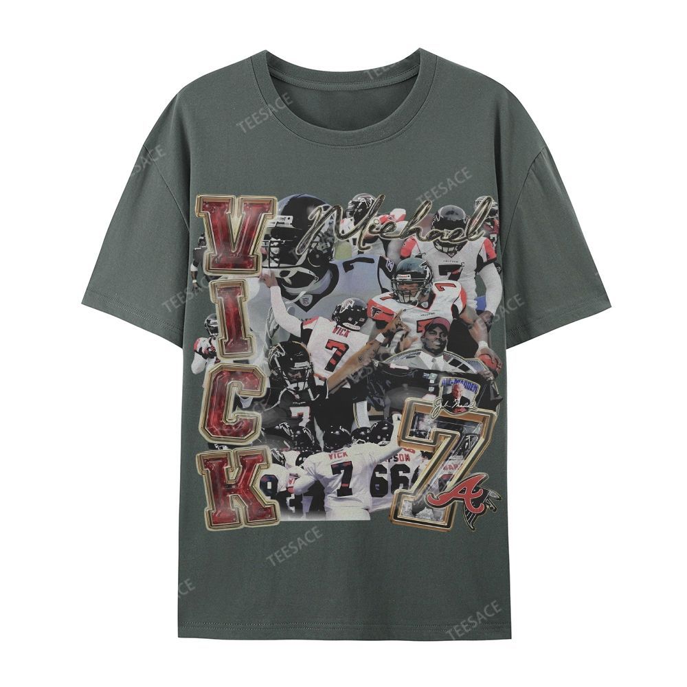 Casual Short Sleeve T-Shirt Mike Vick Falcons Tee