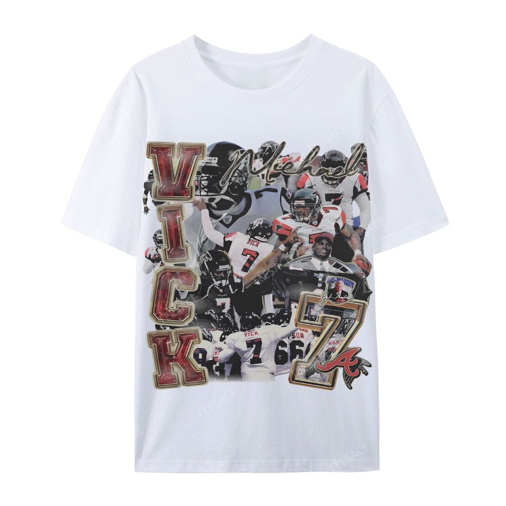 Casual Short Sleeve T-Shirt Mike Vick Falcons Tee