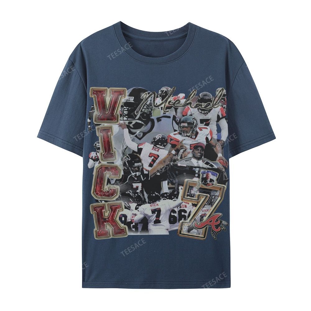 Casual Short Sleeve T-Shirt Mike Vick Falcons Tee