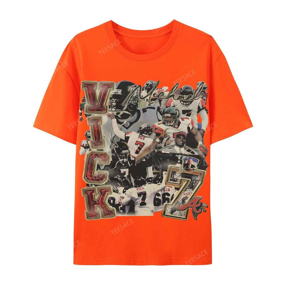 Casual Short Sleeve T-Shirt Mike Vick Falcons Tee