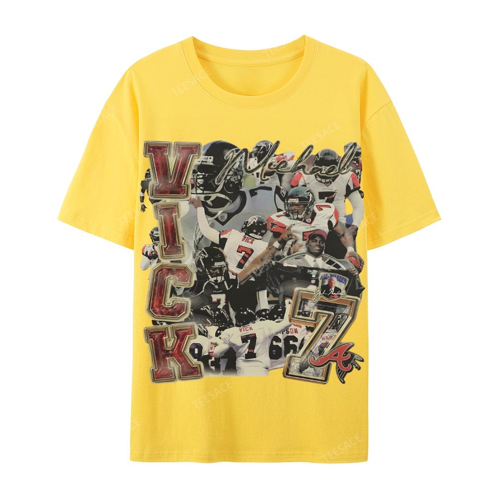 Casual Short Sleeve T-Shirt Mike Vick Falcons Tee