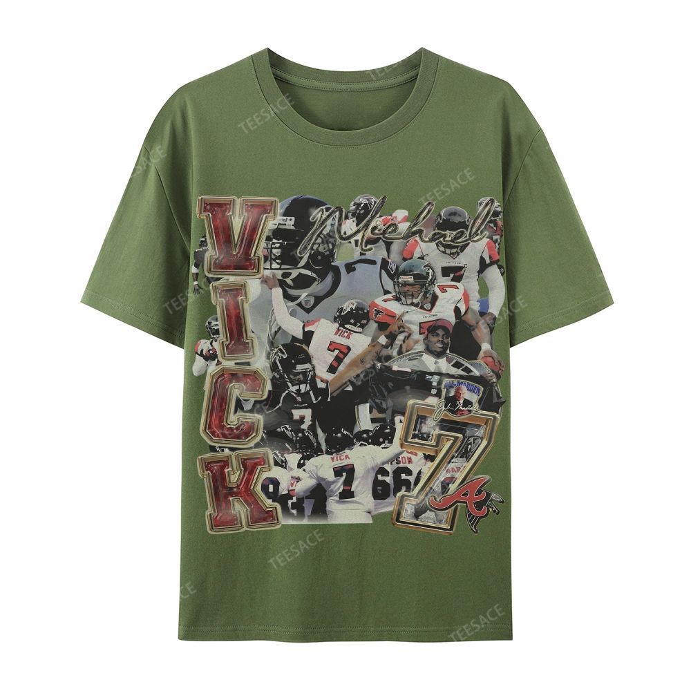 Casual Short Sleeve T-Shirt Mike Vick Falcons Tee