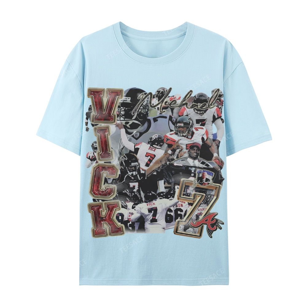 Casual Short Sleeve T-Shirt Mike Vick Falcons Tee