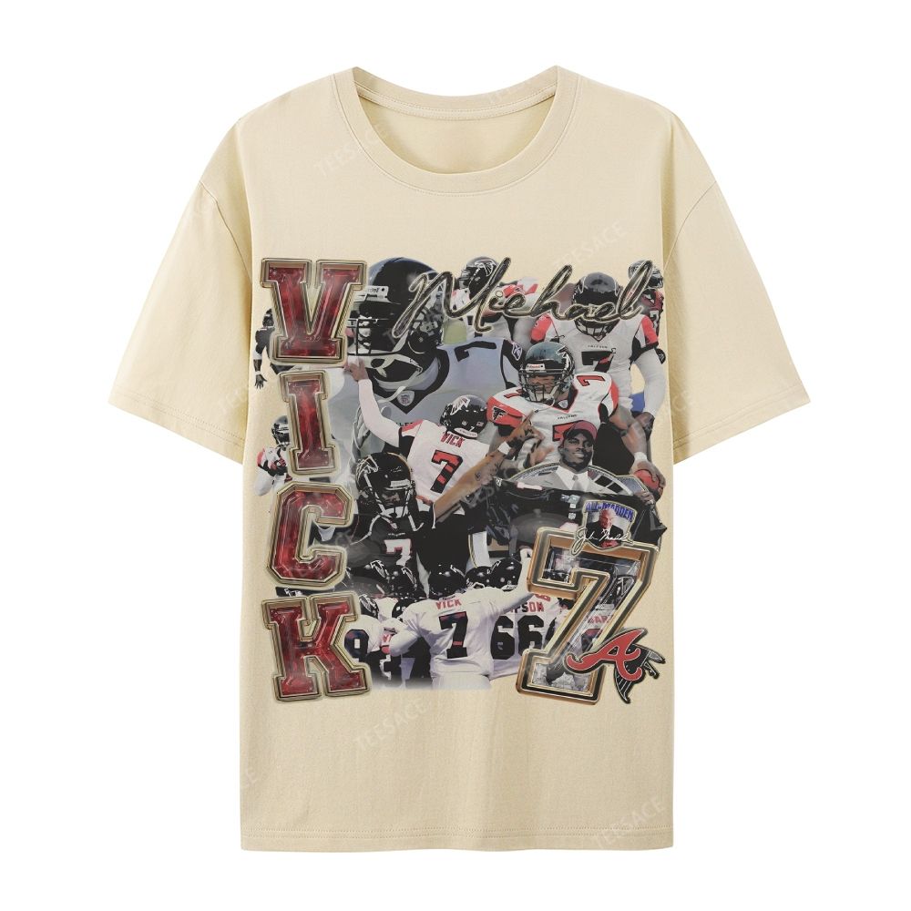 Casual Short Sleeve T-Shirt Mike Vick Falcons Tee