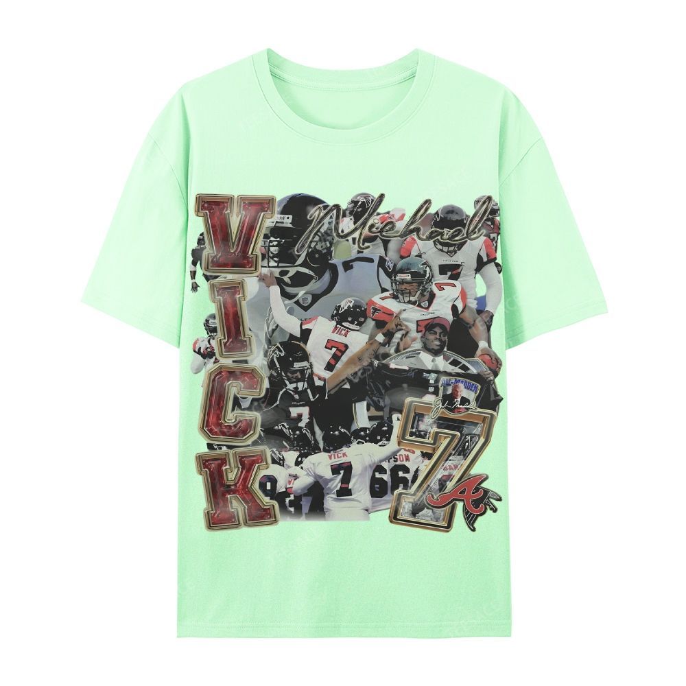 Casual Short Sleeve T-Shirt Mike Vick Falcons Tee