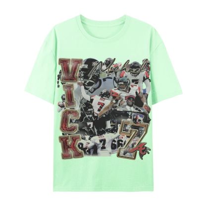 Casual Short Sleeve T-Shirt Mike Vick Falcons Tee
