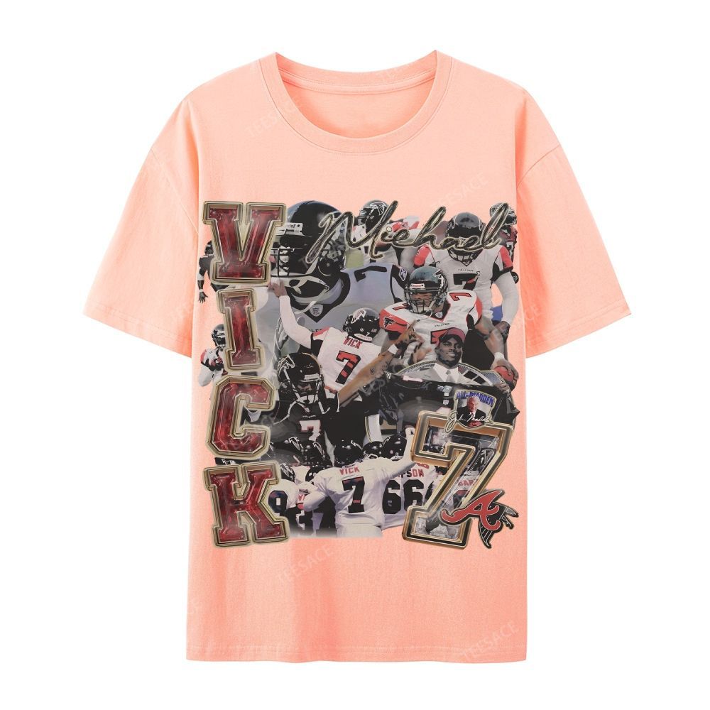 Casual Short Sleeve T-Shirt Mike Vick Falcons Tee