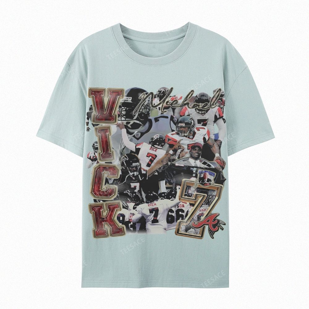 Casual Short Sleeve T-Shirt Mike Vick Falcons Tee