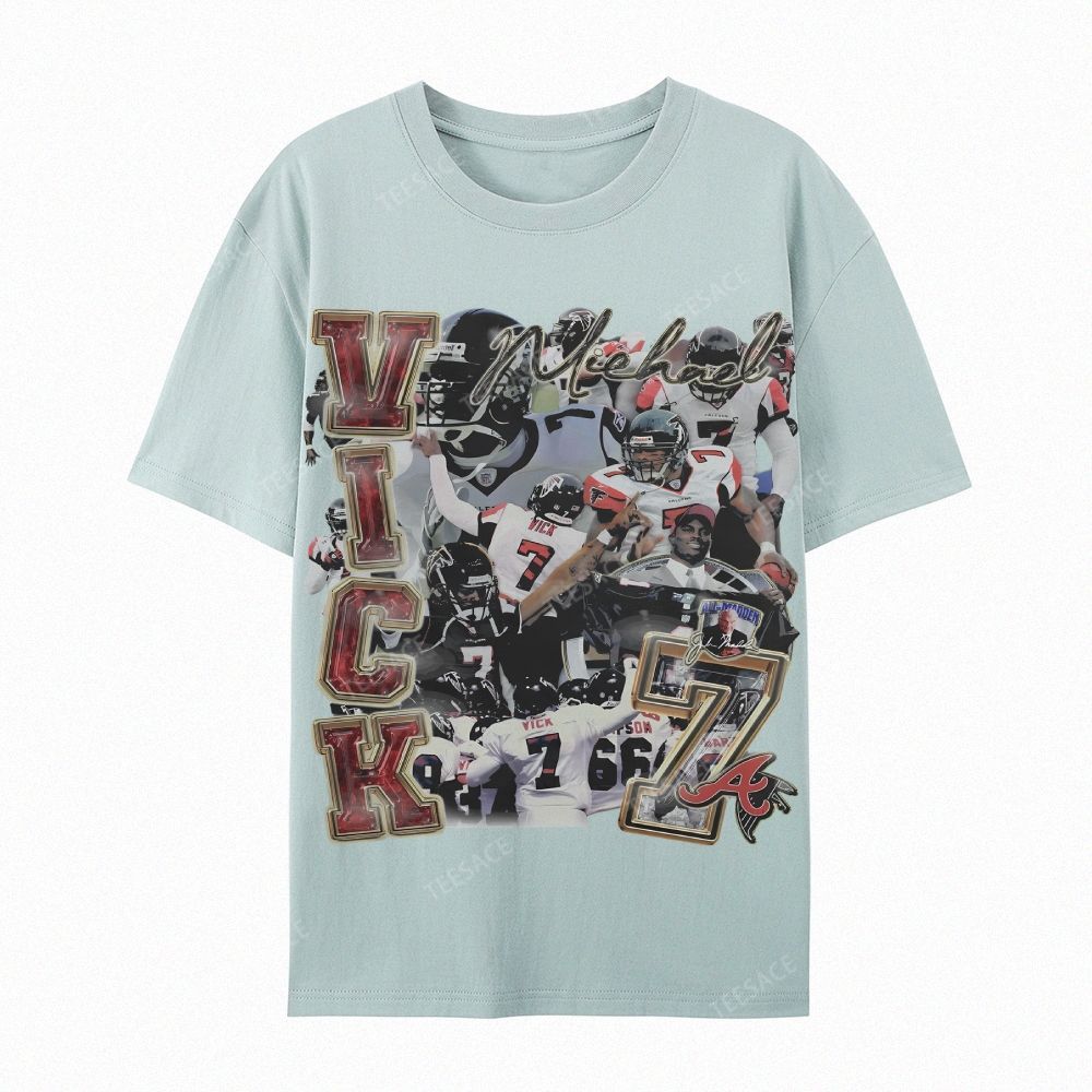 Casual Short Sleeve T-Shirt Mike Vick Falcons Tee